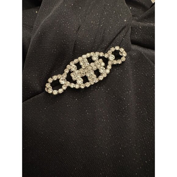 R&M Richards Black Sparkly Mesh Cascade Ruffle Long Gown Dress Size 16W 1X Plus - Picture 4 of 14